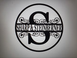 Round Surname Sign - Split Letter Monogram