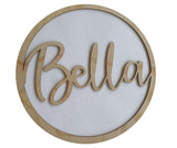 kids name sign hoop style timber PJ Laser Designs QLD