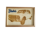 Engraved Car Photo Graphic Image on Framed Timber PJ Laser Designs QLD