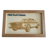 Engraved Car Photo Graphic Image on Framed Timber PJ Laser Designs QLD