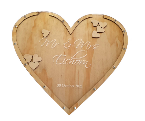Wedding Drop in box heart personalised PJ Laser Designs QLD