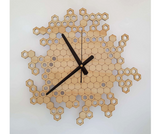 Wooden Wall Clock Geometric Honeycomb PJ Laser Designs QLD