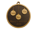 Custom Christmas Ornament Family Names PJ Laser Design QLD