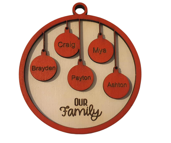 Custom Christmas Ornament Family Names PJ Laser Design QLD