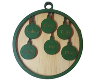 Green Custom Christmas Ornament Family Names PJ Laser Design QLD
