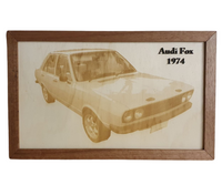 Engraved Car Photo Graphic Image on Framed Timber PJ Laser Designs QLD