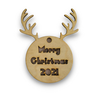 Reindeer Shaped 2021 Timber Christmas Ornaments. PJ Laser Design QLD