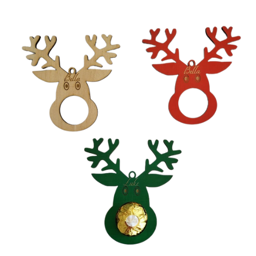 Personalised Christmas Ornament Reindeer PJ Laser Designs QLD